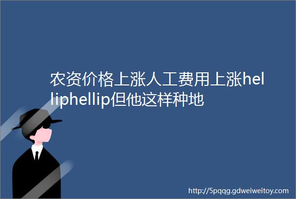 农资价格上涨人工费用上涨helliphellip但他这样种地一亩还能赚400元